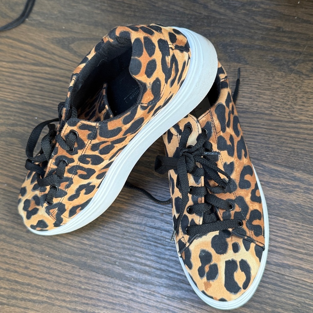 Leopard Print Platform Sneakers - Animal Print Lace-Up Shoes